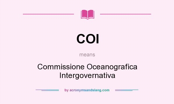 What does COI mean? It stands for Commissione Oceanografica Intergovernativa
