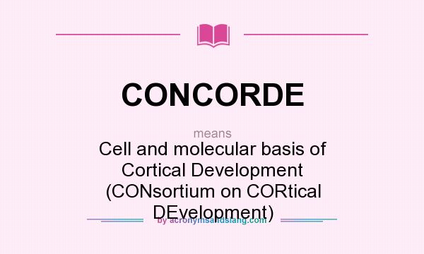 What does CONCORDE mean? It stands for Cell and molecular basis of Cortical Development (CONsortium on CORtical DEvelopment)