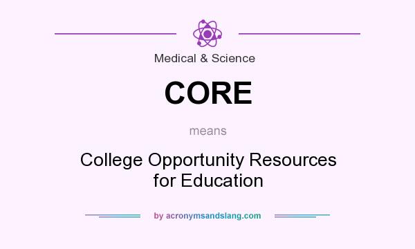 What does CORE mean? It stands for College Opportunity Resources for Education