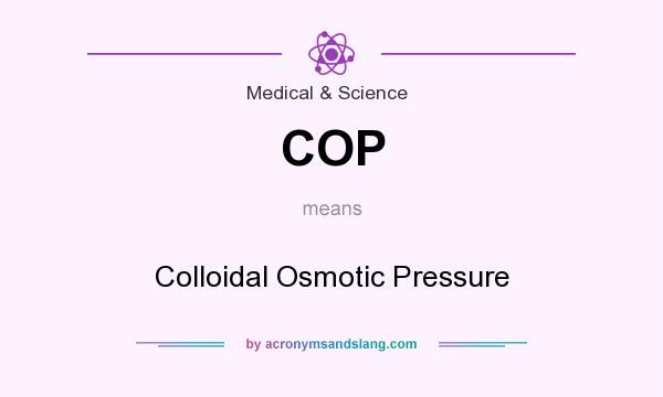 What does COP mean? It stands for Colloidal Osmotic Pressure