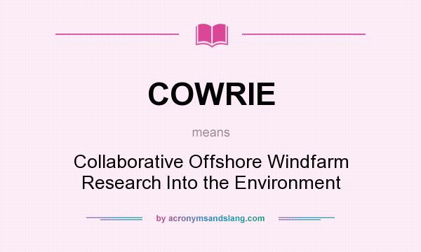 What does COWRIE mean? It stands for Collaborative Offshore Windfarm Research Into the Environment