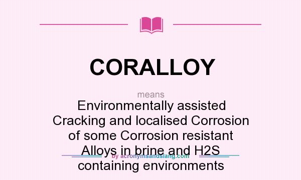 What does CORALLOY mean? It stands for Environmentally assisted Cracking and localised Corrosion of some Corrosion resistant Alloys in brine and H2S containing environments