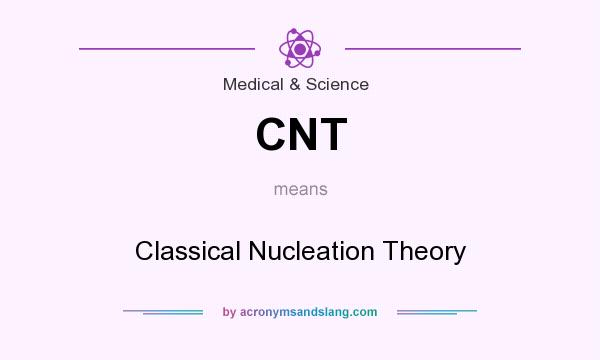 What does CNT mean? It stands for Classical Nucleation Theory