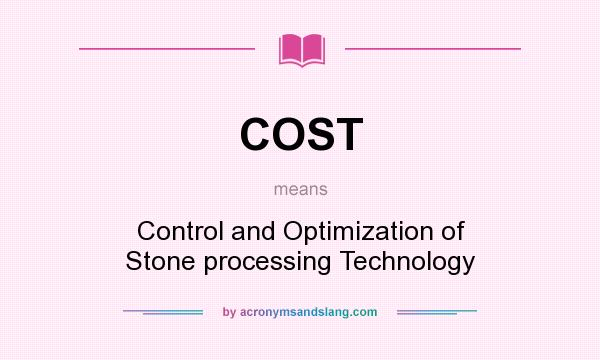 What does COST mean? It stands for Control and Optimization of Stone processing Technology