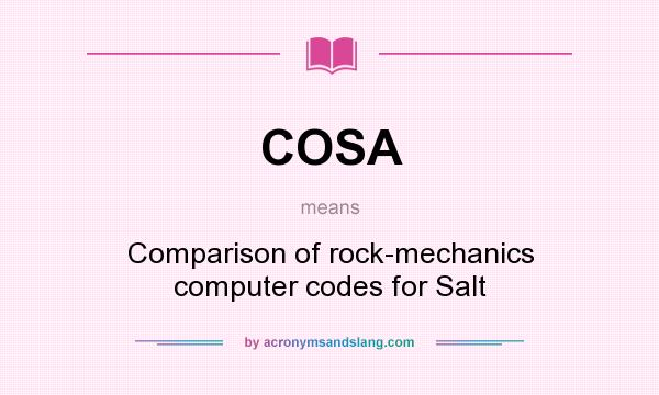 What does COSA mean? It stands for Comparison of rock-mechanics computer codes for Salt