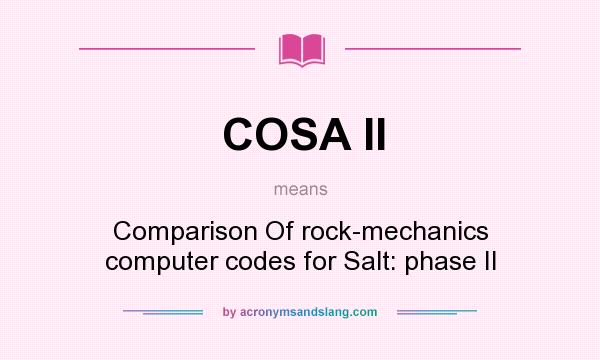 What does COSA II mean? It stands for Comparison Of rock-mechanics computer codes for Salt: phase II