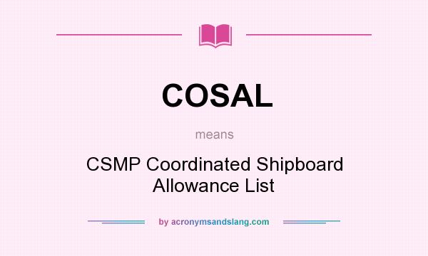 What does COSAL mean? It stands for CSMP Coordinated Shipboard Allowance List