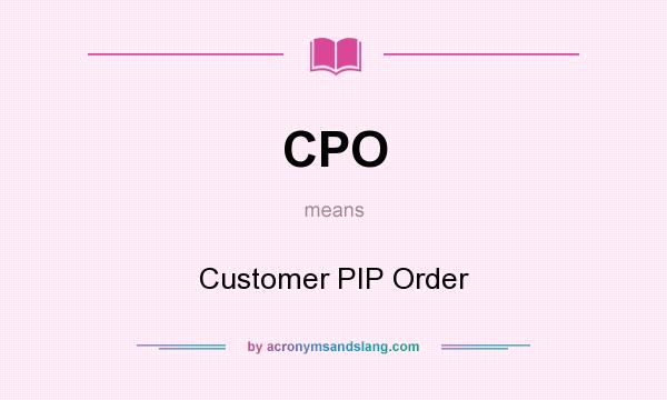 What does CPO mean? It stands for Customer PIP Order