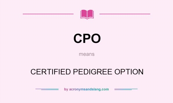What does CPO mean? It stands for CERTIFIED PEDIGREE OPTION
