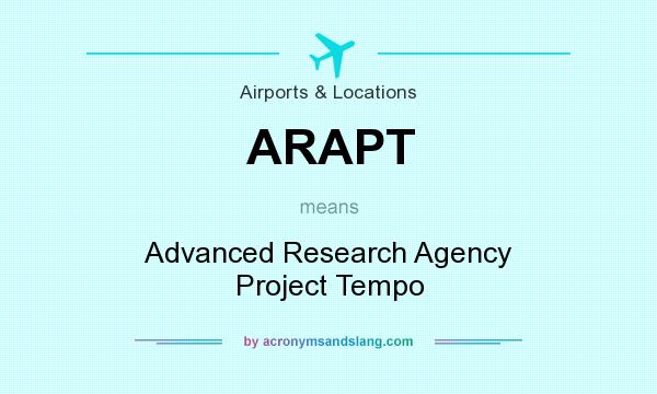 What does ARAPT mean? It stands for Advanced Research Agency Project Tempo
