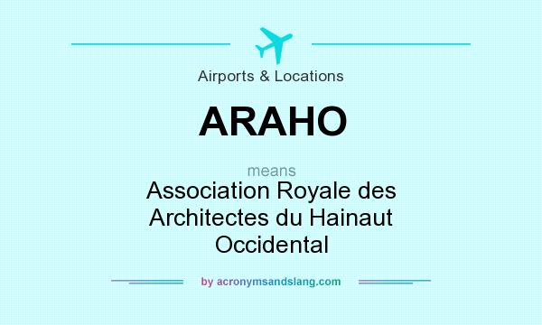 What does ARAHO mean? It stands for Association Royale des Architectes du Hainaut Occidental