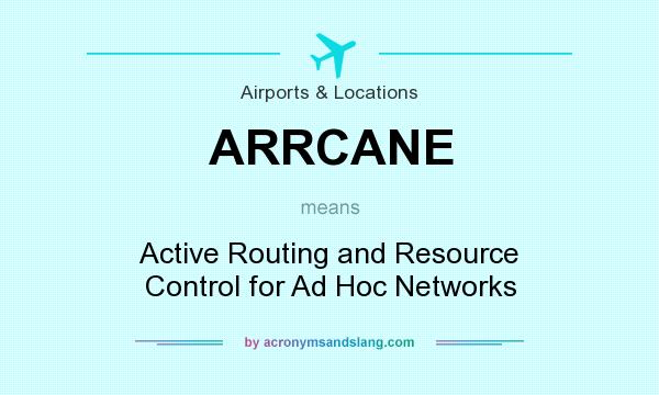 What does ARRCANE mean? It stands for Active Routing and Resource Control for Ad Hoc Networks