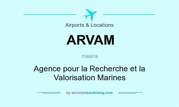 What does ARVAM mean? It stands for Agence pour la Recherche et la Valorisation Marines