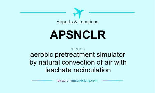 What does APSNCLR mean? It stands for aerobic pretreatment simulator by natural convection of air with leachate recirculation