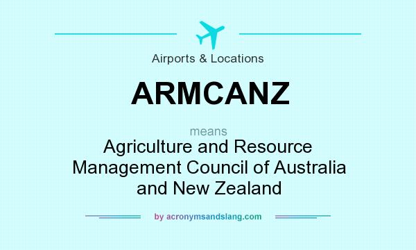 What does ARMCANZ mean? It stands for Agriculture and Resource Management Council of Australia and New Zealand