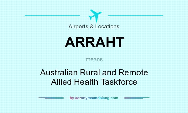 What does ARRAHT mean? It stands for Australian Rural and Remote Allied Health Taskforce