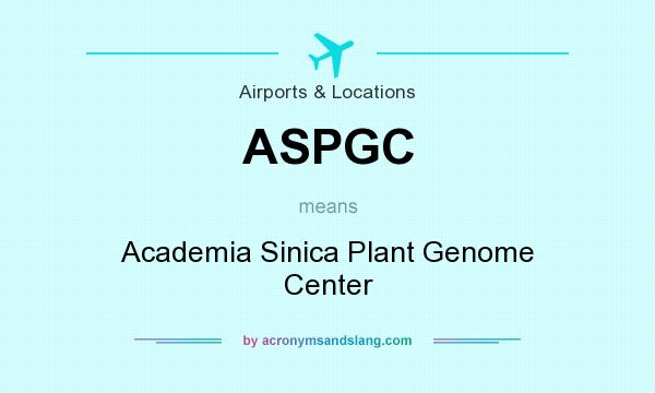 What does ASPGC mean? It stands for Academia Sinica Plant Genome Center