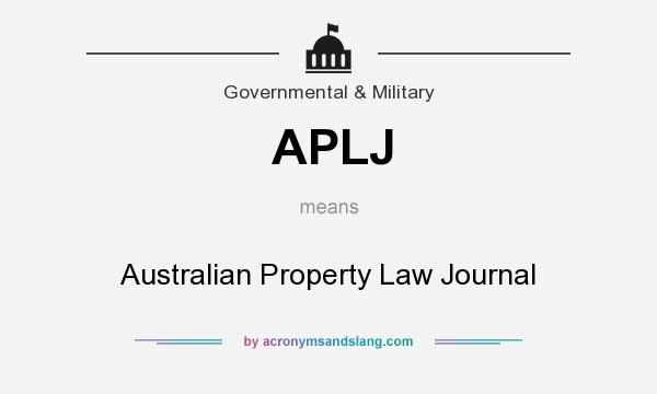 What does APLJ mean? It stands for Australian Property Law Journal