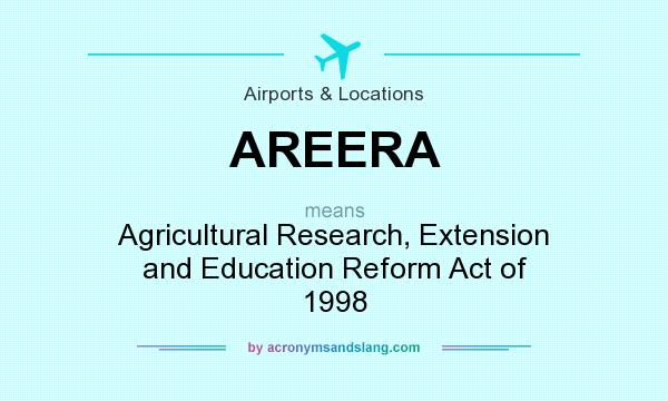 What does AREERA mean? It stands for Agricultural Research, Extension and Education Reform Act of 1998