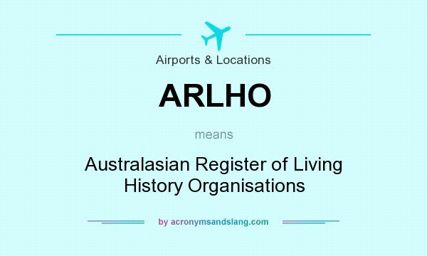 What does ARLHO mean? It stands for Australasian Register of Living History Organisations