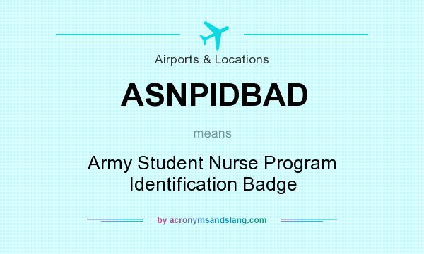 What does ASNPIDBAD mean? It stands for Army Student Nurse Program Identification Badge