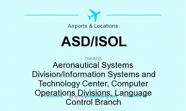 What does ASD/ISOL mean? It stands for Aeronautical Systems Division/Information Systems and Technology Center, Computer Operations Divisions, Language Control Branch
