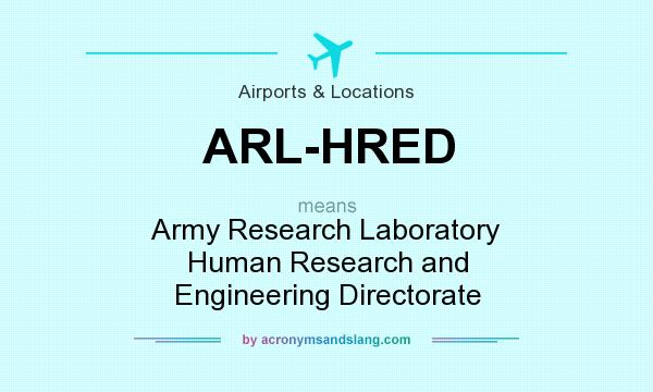 What does ARL-HRED mean? It stands for Army Research Laboratory Human Research and Engineering Directorate
