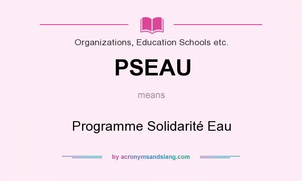 What does PSEAU mean? It stands for Programme Solidarité Eau