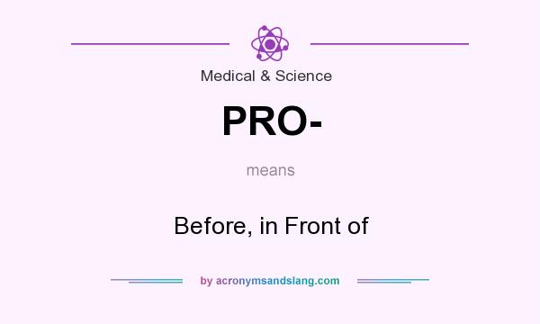 What does PRO- mean? It stands for Before, in Front of