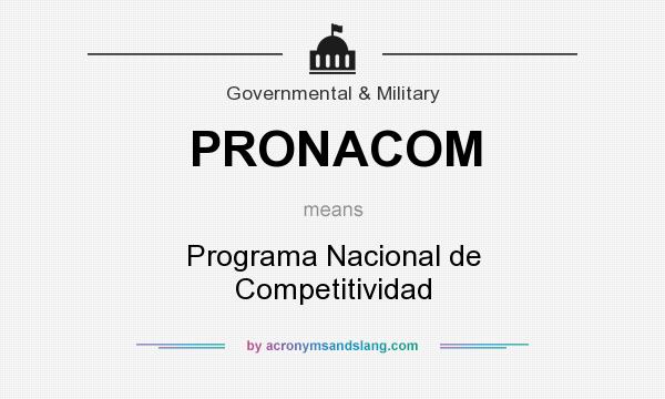 What does PRONACOM mean? It stands for Programa Nacional de Competitividad