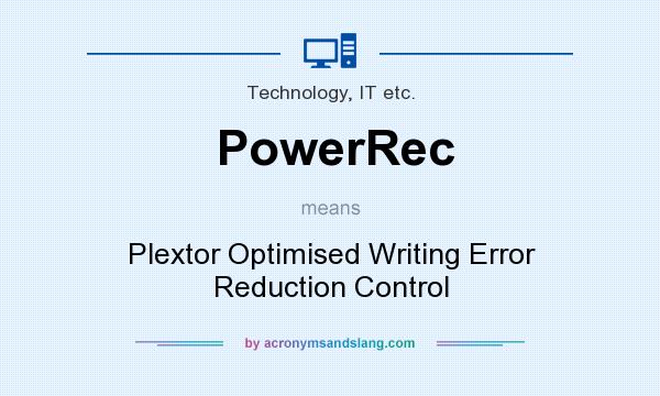 What does PowerRec mean? It stands for Plextor Optimised Writing Error Reduction Control