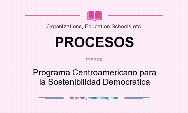 What does PROCESOS mean? It stands for Programa Centroamericano para la Sostenibilidad Democratica