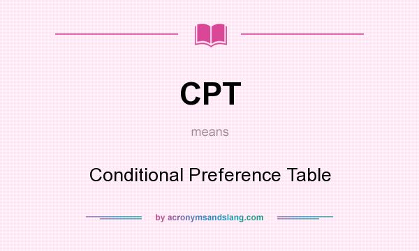 What does CPT mean? It stands for Conditional Preference Table