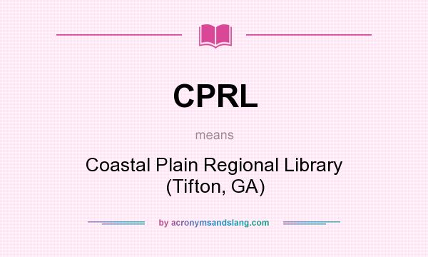 What does CPRL mean? It stands for Coastal Plain Regional Library (Tifton, GA)