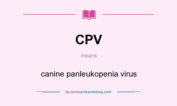 What does CPV mean? It stands for canine panleukopenia virus