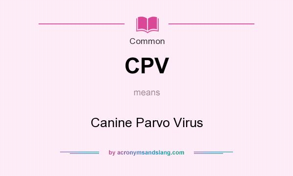 What does CPV mean? It stands for Canine Parvo Virus