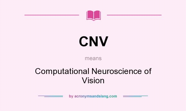 What does CNV mean? It stands for Computational Neuroscience of Vision
