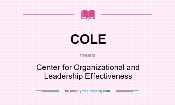 What does COLE mean? It stands for Center for Organizational and Leadership Effectiveness