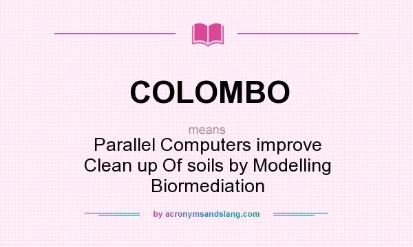 What does COLOMBO mean? It stands for Parallel Computers improve Clean up Of soils by Modelling Biormediation