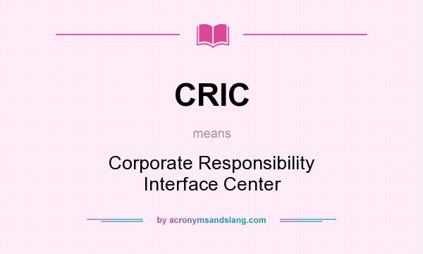 What does CRIC mean? It stands for Corporate Responsibility Interface Center