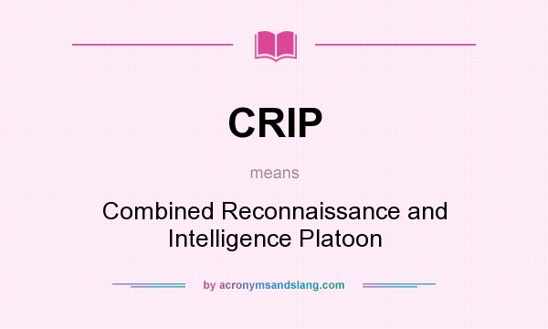 What does CRIP mean? It stands for Combined Reconnaissance and Intelligence Platoon