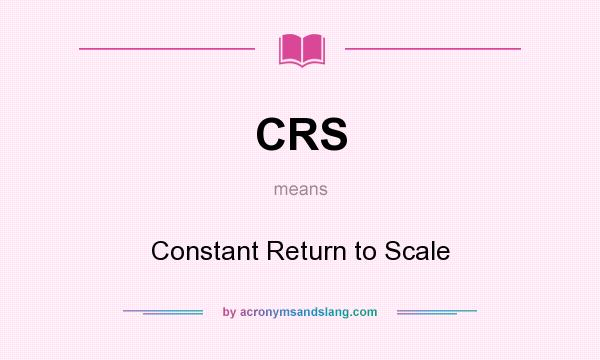 What does CRS mean? It stands for Constant Return to Scale