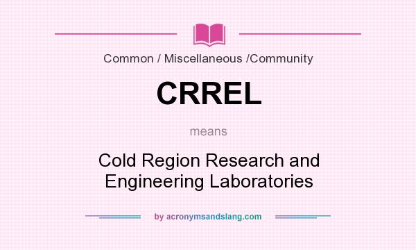 What does CRREL mean? It stands for Cold Region Research and Engineering Laboratories