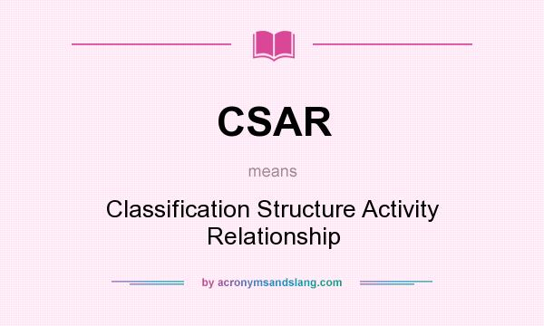 What does CSAR mean? It stands for Classification Structure Activity Relationship