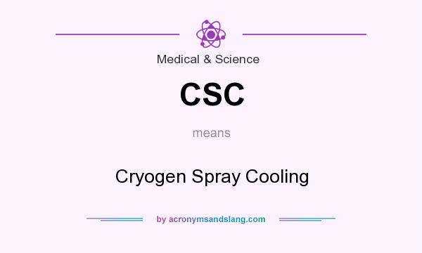 What does CSC mean? It stands for Cryogen Spray Cooling