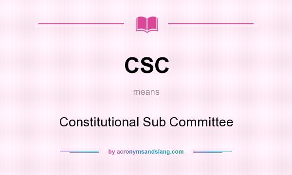 What does CSC mean? It stands for Constitutional Sub Committee