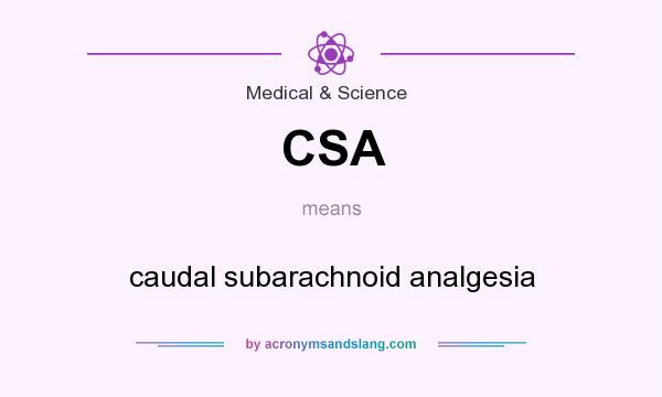 What does CSA mean? It stands for caudal subarachnoid analgesia