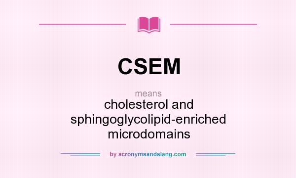 What does CSEM mean? It stands for cholesterol and sphingoglycolipid-enriched microdomains