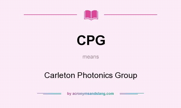 What does CPG mean? It stands for Carleton Photonics Group