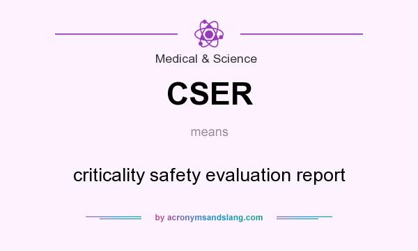 What does CSER mean? It stands for criticality safety evaluation report